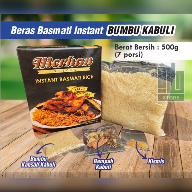 

[Bumbu Instan] MERHAN Paket Nasi Kebuli Kabuli Beras Basmati Bumbu Kering Kabuli Ins