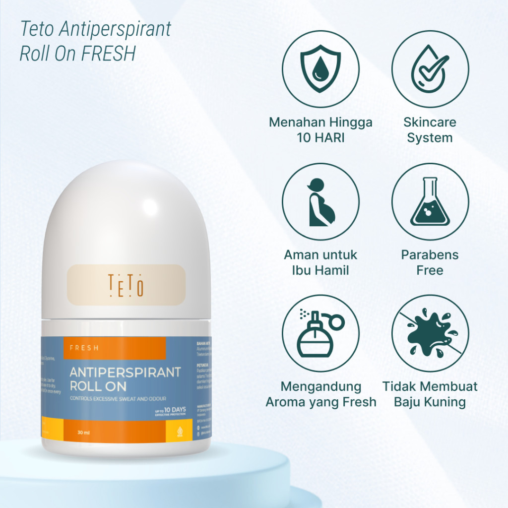 TETO -  Antiperspirant 30ml yang mengurangi keringat & bau hingga 10 Hari - Fresh