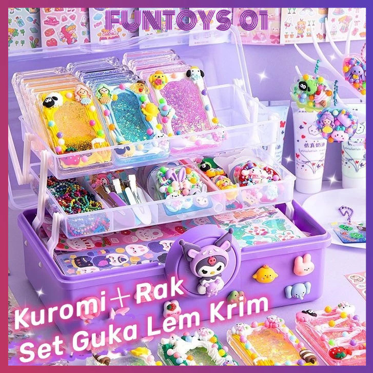 

[PROMO MURAH] <COD> 599pcs 399Pcs Kuromi Set Kartu Stiker Guka With Rak Mewah Dengan Kotak Siswa Indah Dekoratif DIY Bahan Stiker Set