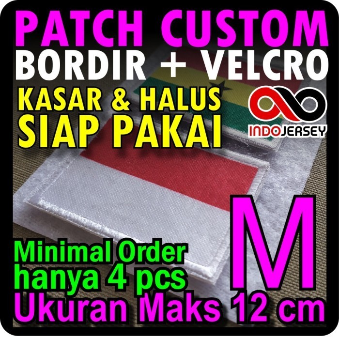 Patch Emblem Custom Logo FLOCK BORDIR + VELCRO Medium