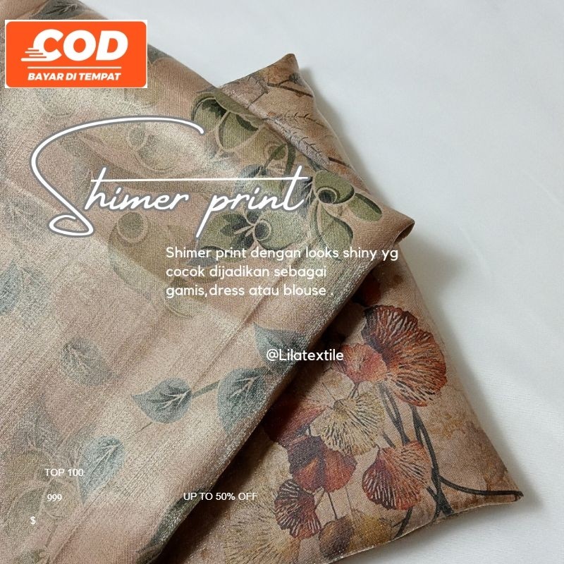 KAIN SHIMER PRINT cocok untuk gamis dan mukena ( HARGA PER 0,5 METER )