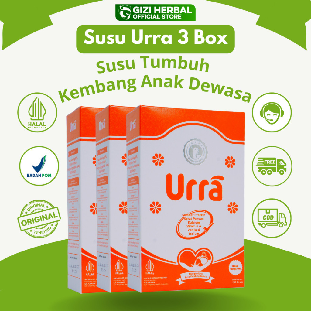 

PAKET HEMAT 3 Box Urra Susu Kambing Saneen Premium Susu Urra Bubuk Premium