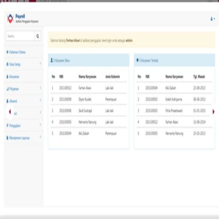 Aplikasi Web Payroll Penggajian PHP MYSQL (Source Code) New