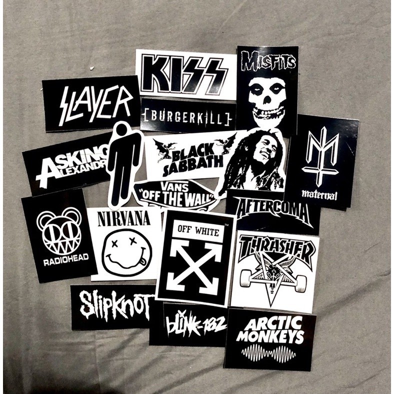 

sticker pack stiker metal band barat indo satu set untuk tempel di gitar helm motor laptop hp koper kulkas dll