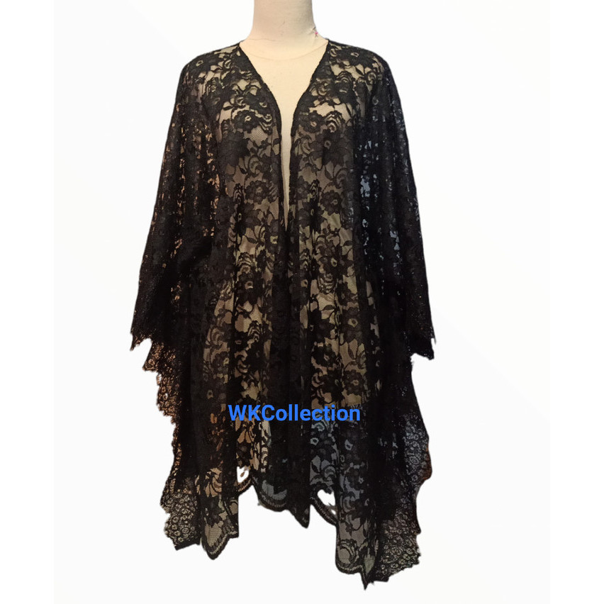 PD kardigan amalia outer/kebaya wanita terbaru bahan full brokat - Hitam, All Size