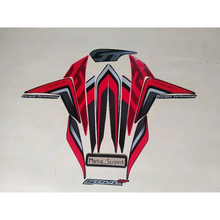 STIKER STRIPING LIS BODY MIO SOUL GT 2014 HITAM - MERAH