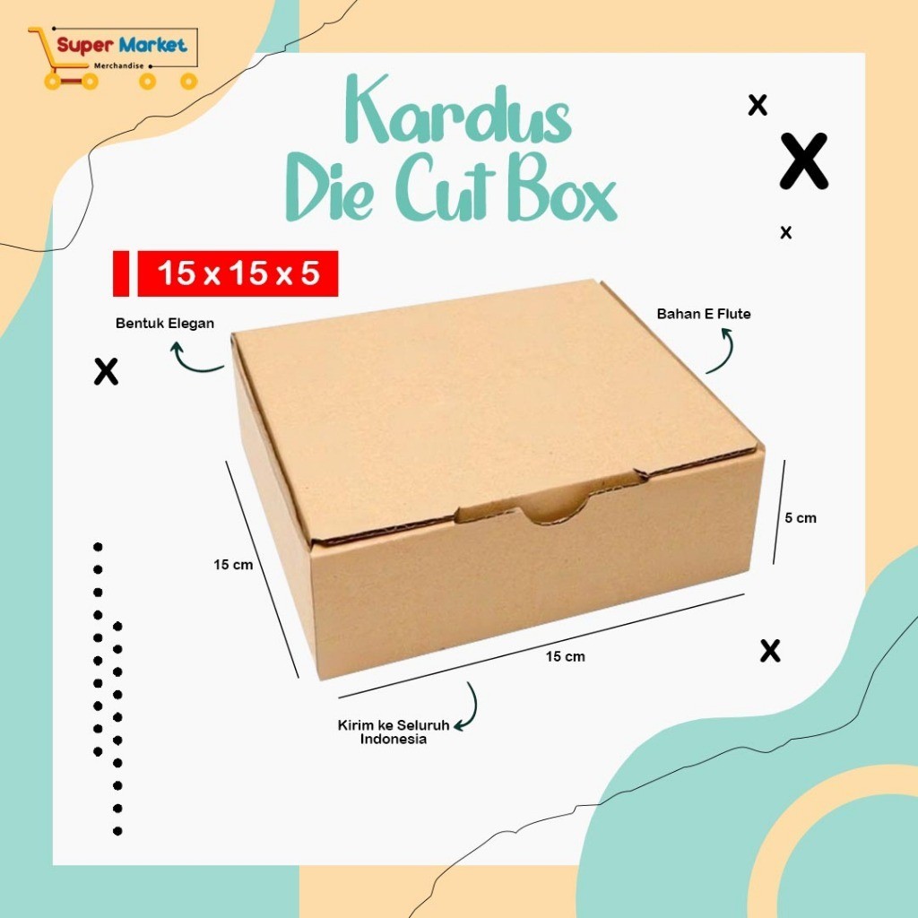 

Promo BOX KARDUS 15X15X5 / DIE CUT KOTAK BUNGKUS PACKING SOUVENIR / BOX DUS KOTAK KADO HAMPERS POLOS / KARTON CORRUGATED