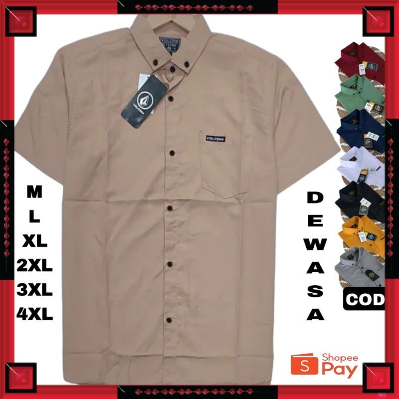 KAIN ADEM LEMBUT HALUS TEBAL / baju kemeja polos pria lengan pendek / Hem basic kerja formal slimfit