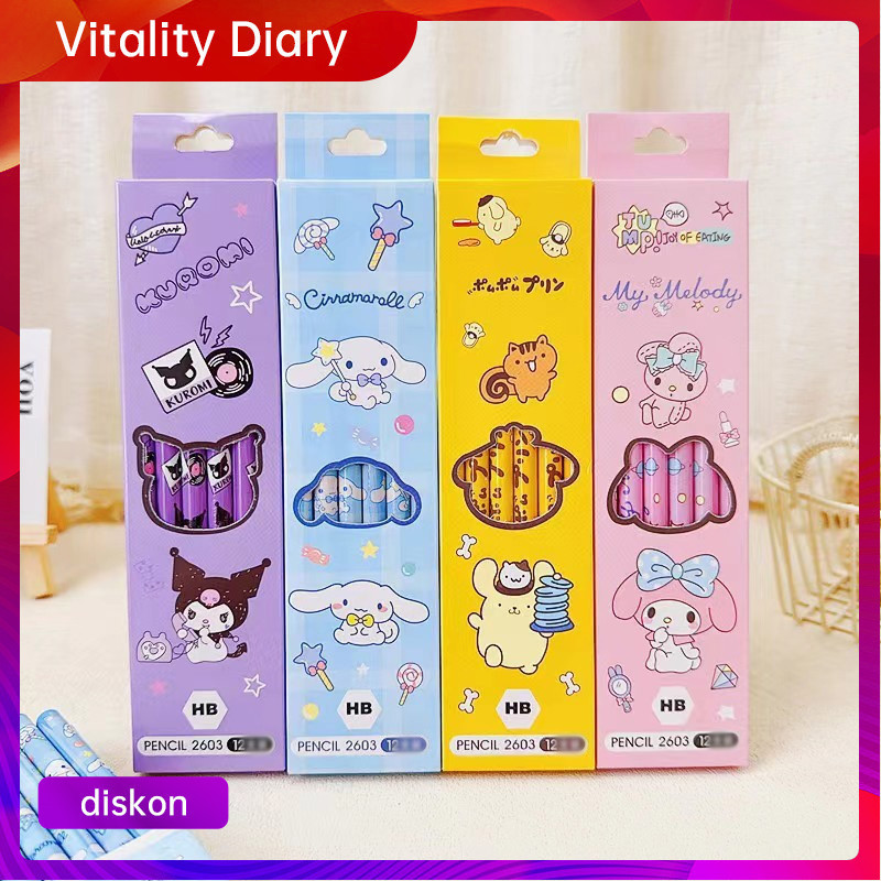 

【COD❤️】Pensil Kartun Sanrio Set 12 Potong Pensil Murid Pensil Gambar Anak VDY