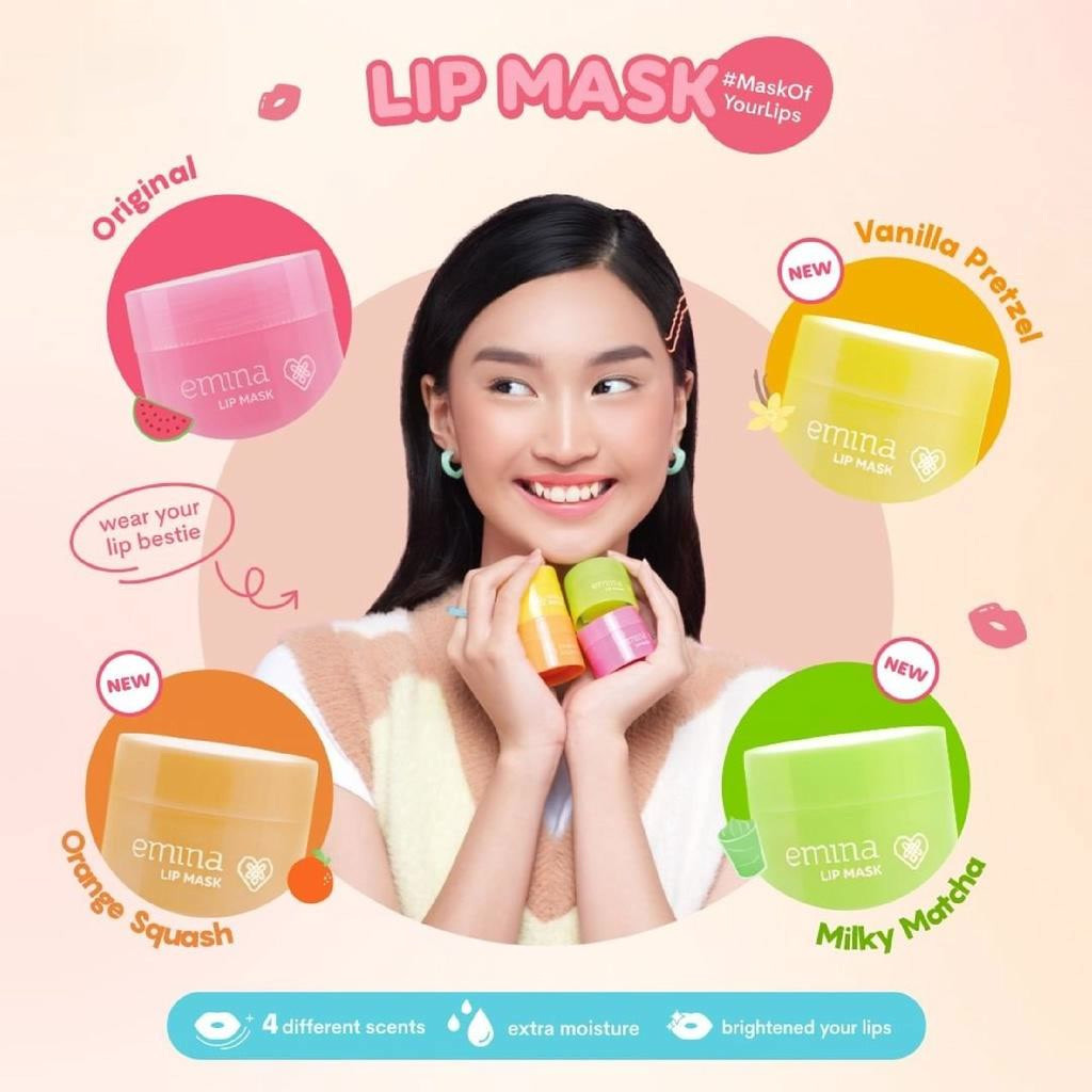 Emina Lip Mask Sleeping Mask & Watercolor Lip Serum | Lip Mask | Lip Serum | Perawatan Bibir | BPOM