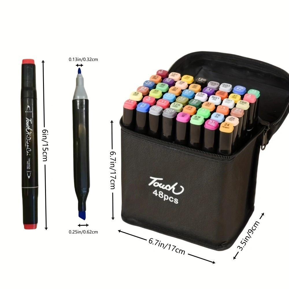 

GROSIROK 48pcs Stabilo Spidol Warna Sketsa Umum Dua Sisi Kepala Tulis Luas dan Halus Pena Pensil Double Headed General Touch Marker Pen Animation Set Markers Dual Side Fine Art Brush Twin Market