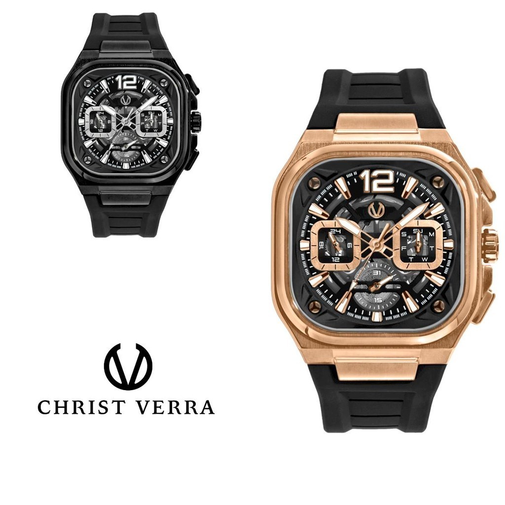 Jam Tangan Pria Sport Christ Verra 109068G Rubber Chronograph original