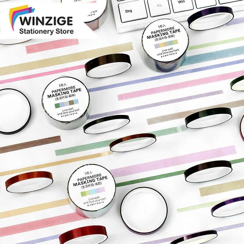

Winzige Set 5 Selotip Warna Warni PET Washi Tape Aesthetic Korea Decor Masking Tape Cute Washi Tape Selotip Washi Lucu Journal DIY Scrapbook