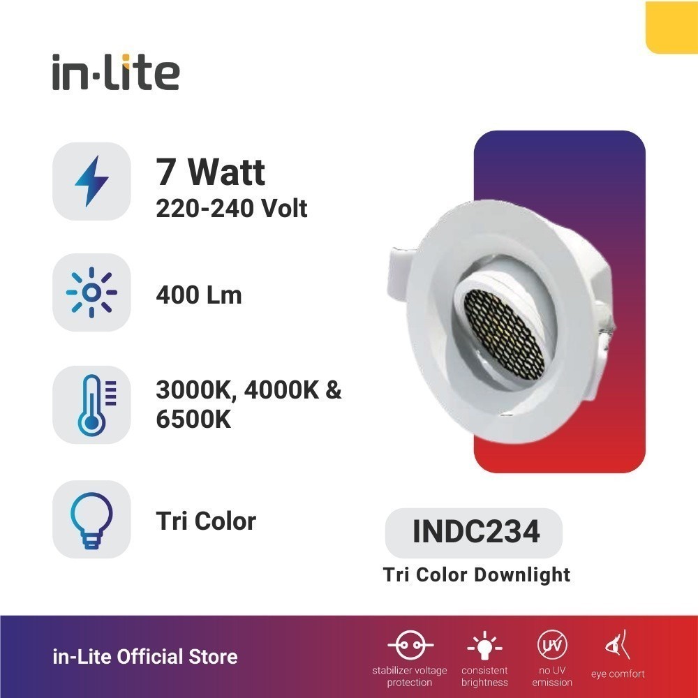 InLite Lampu Downlight Tri Color INDC234 - 7 watt