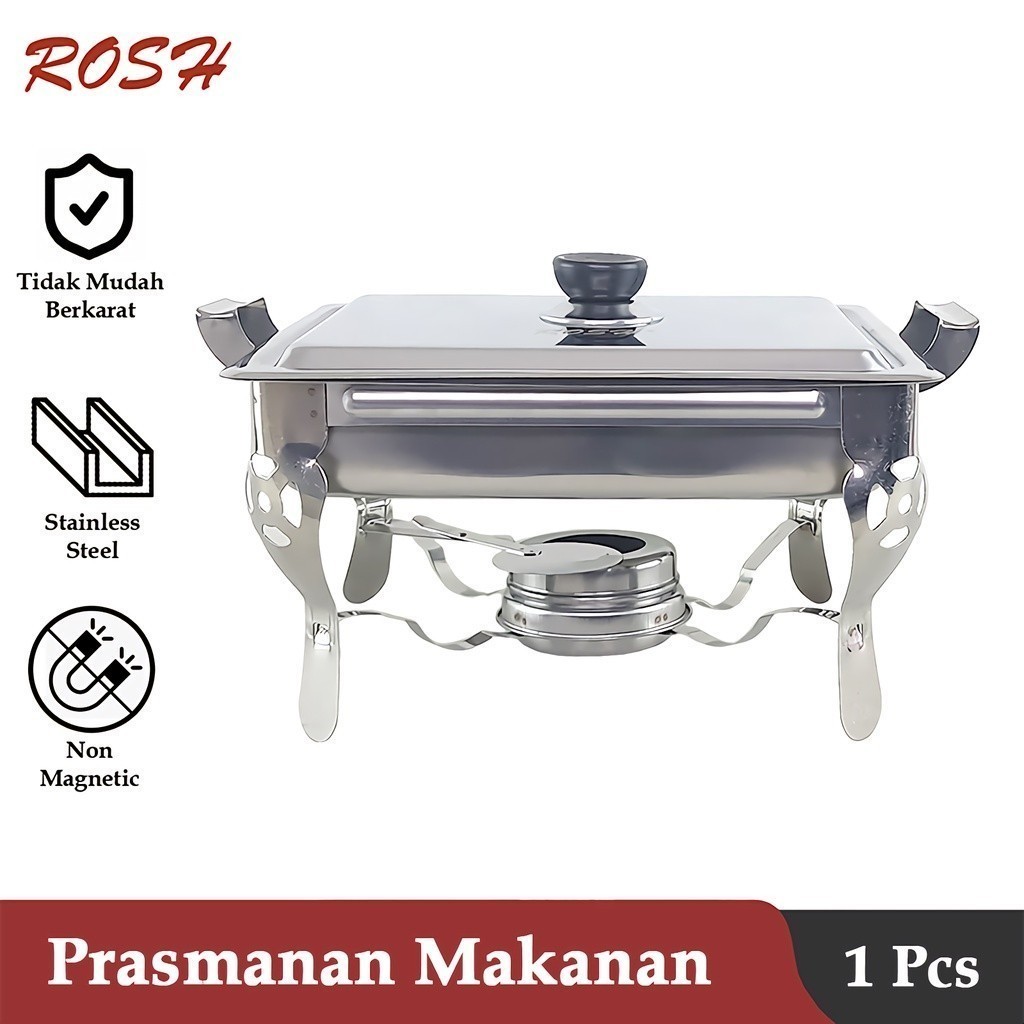 Rosh Tempat Hidangan Makanan 1 Set Prasmanan Square Chaffing Dish Stainless Steel Ros-Square-Chaffin