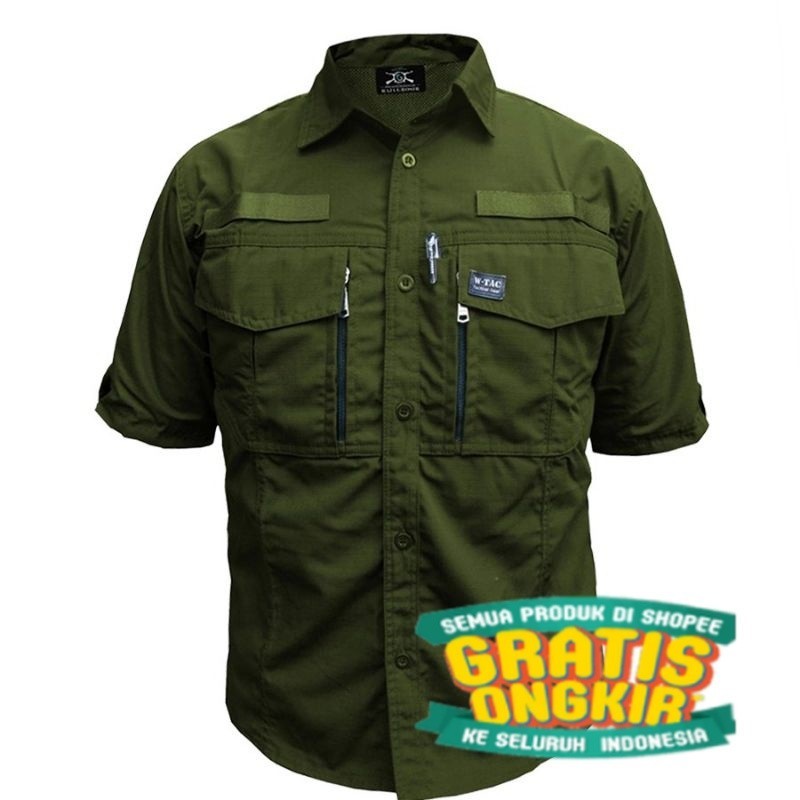 kemeja Tactical w Tac pendek pria lapangan outdoor/ jumbo big size besar