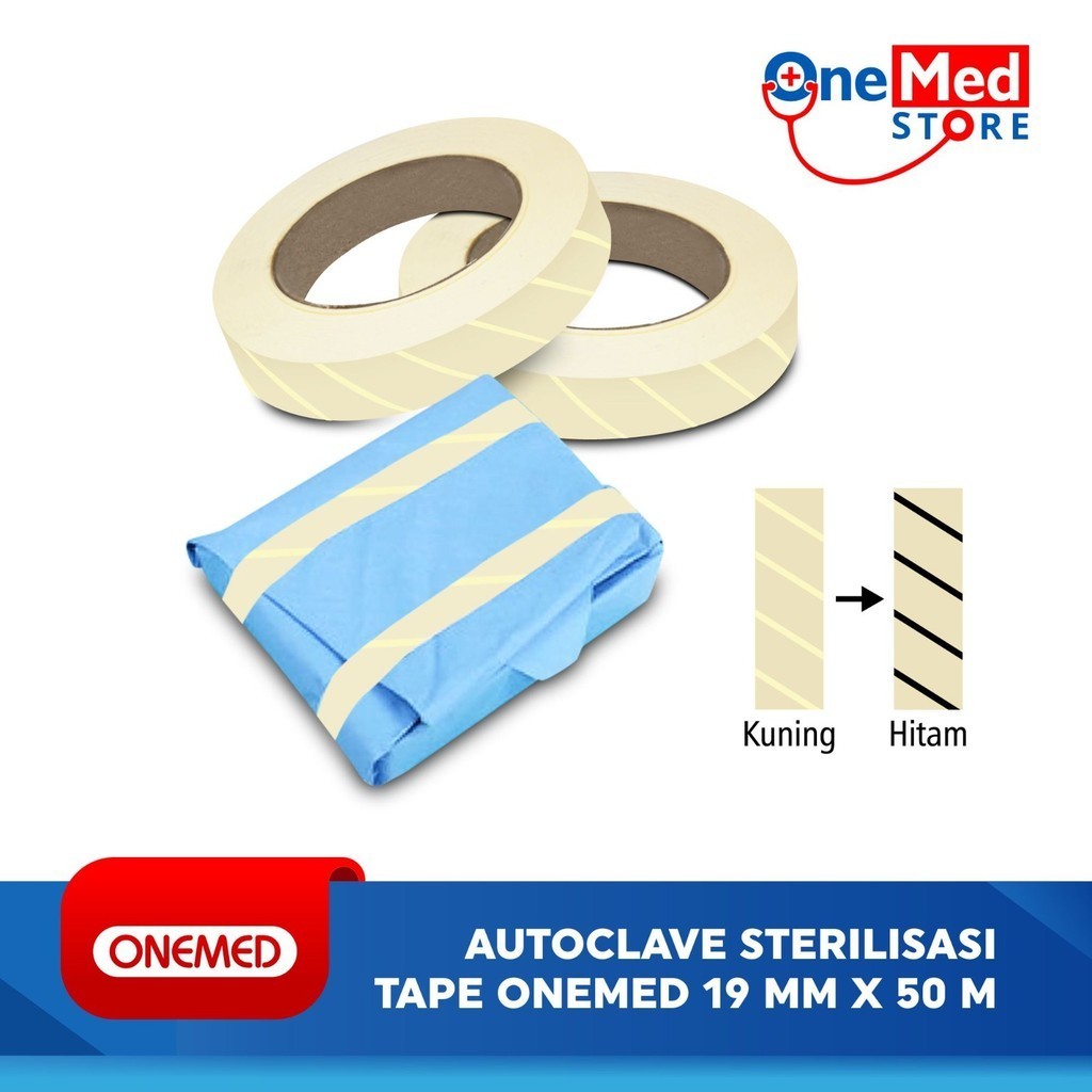 ONEMED Autoclave Tape Indicator Steam Sterilisasi 19 mm x 50 mm Roll OOF
