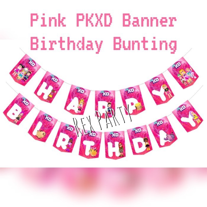 Vincent PKXD Pink Banner Birthday Bunting/Banner PKXD Pink/Happy Birthday PKXD