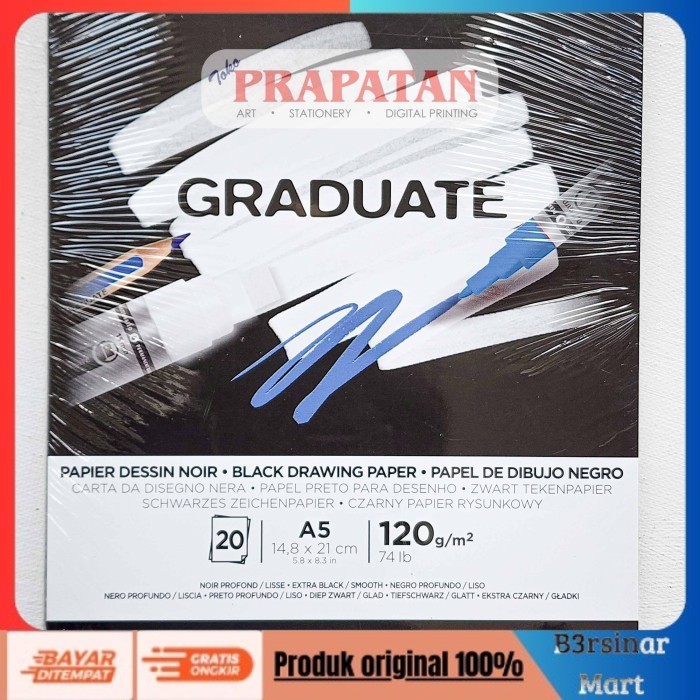 

[KUALITAS TERBAIK] GRADUATE Canson Drawing Pad A5 | Mix Media | Watercolor | Sketch - BLACK DRAWING