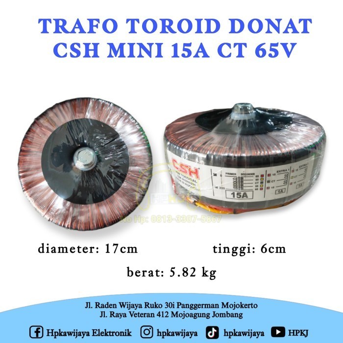 FZ01 TRAFO TOROID DONAT CSH MINI 15A CT 65V trafo donat CSH 15 A CT 65 V