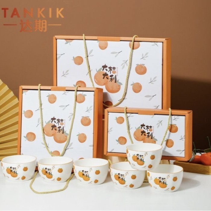 

✨LARIS✨ -Gift box imlek hampers sincia kado CNY orange jeruk bowl plate set - Set 6