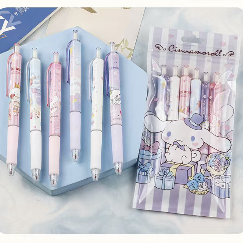 

6 PCS Pulpen gel ST 0.5mm/Retractable Gel Pen/Pena Mekanik Hitam Alat Tulis Bulpen Bolpen barang aesthetic
