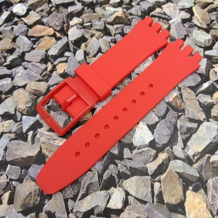 [TERMURAH] Tali Jam Tangan Pria Swatch Tali Swatch Chrono Plastik Ukuran 20 mm - Merah