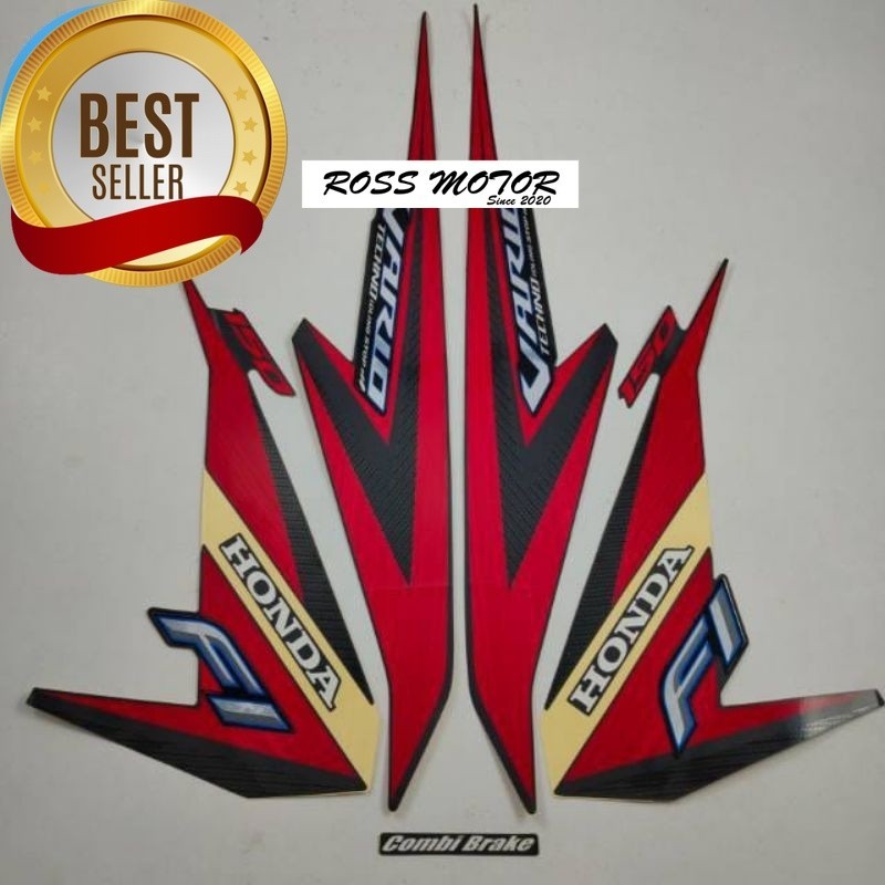 Striping stiker polet motor honda vario 150 techno 2015 2016 idling stop hitam Lis merah combi brake