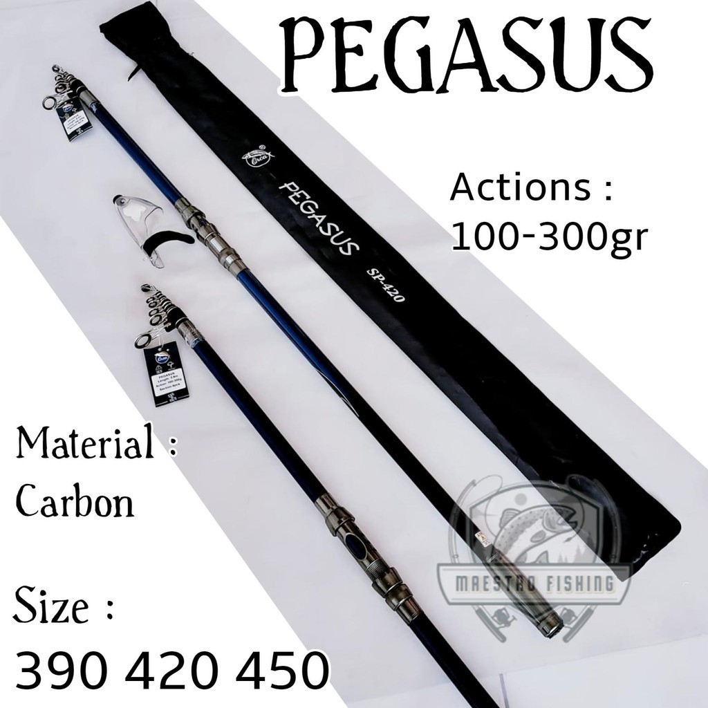 Orca Pegasus 390 420 450 Cw 100-300gr Joran Pancing Surf Fishing Pasiran Bahan High Carbon Model Ant