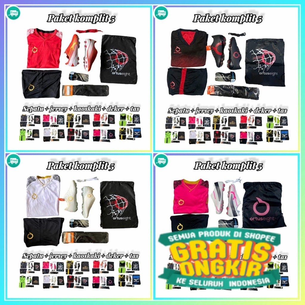 ( TERMURAH ) SEPATU BOLA ORTUS PAKET KOMPLIT / SEPATU BOLA ORTUS FULL SET/ cr7 ronaldo madrid barca