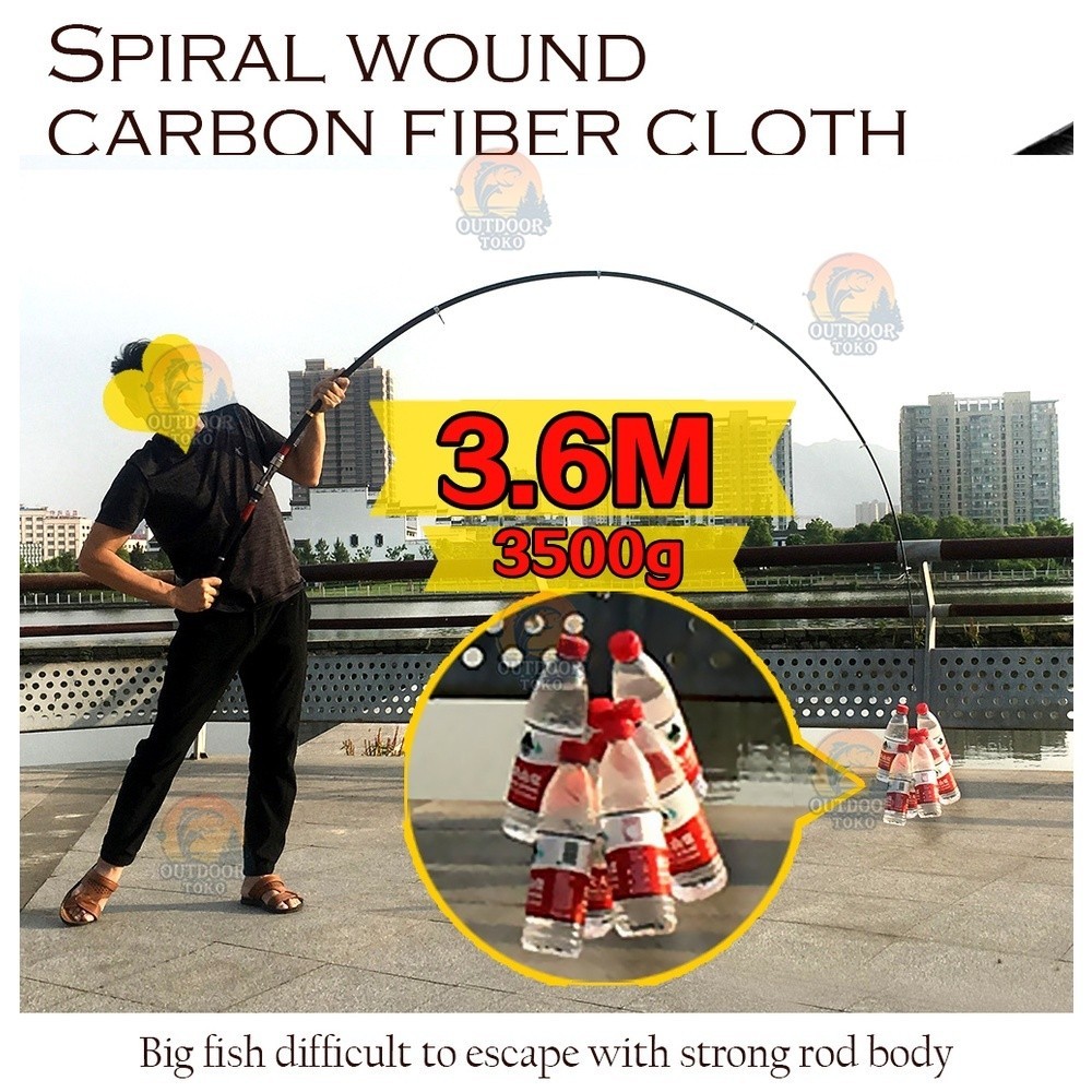 Best seller CODJoran Pancing Carbon Fiber Sea Fishing Rod 2.1M-3.6M/7 Tongkat Stik Pancing 3.6Meter