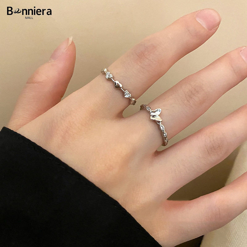Murah&COD⭐2Pcs/Set Cincin Kupu-Kupu Cinta Korea Gaya Cincin Jari Telunjuk Ceruk Pribadi Untuk Wanita
