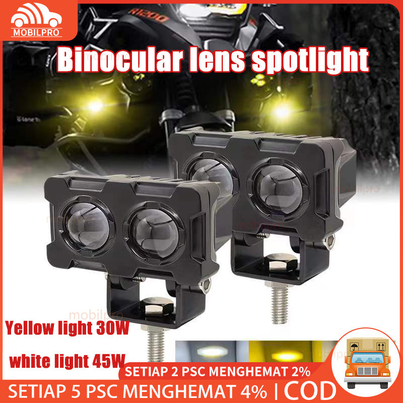 Sepeda Motor Lintas Batas Sepeda Motor LED Lampu Sorot Universal Dua Warna Lensa Jarak Jauh Lampu Su