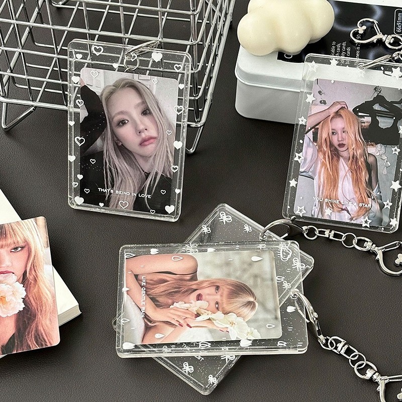 

Korean Style PVC Photocard Holder INS Credit ID Bank Card Keychain Bus Cards Protective Case Idol Photo Card Sleeves Stationery