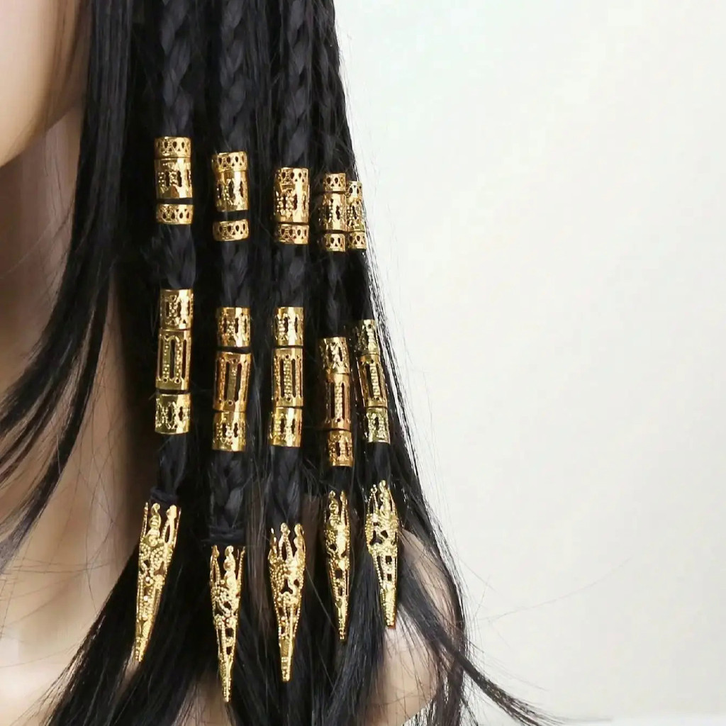 50 Buah Klip Cincin Kepang Rambut Manik-manik Gimbal Kombinasi Personalisasi Kunci Dread Dekorasi Ma