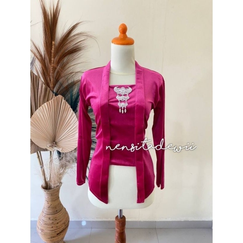 Atasan Kebaya Bludru Kutubaru - rna Fuchia / Pink Fanta