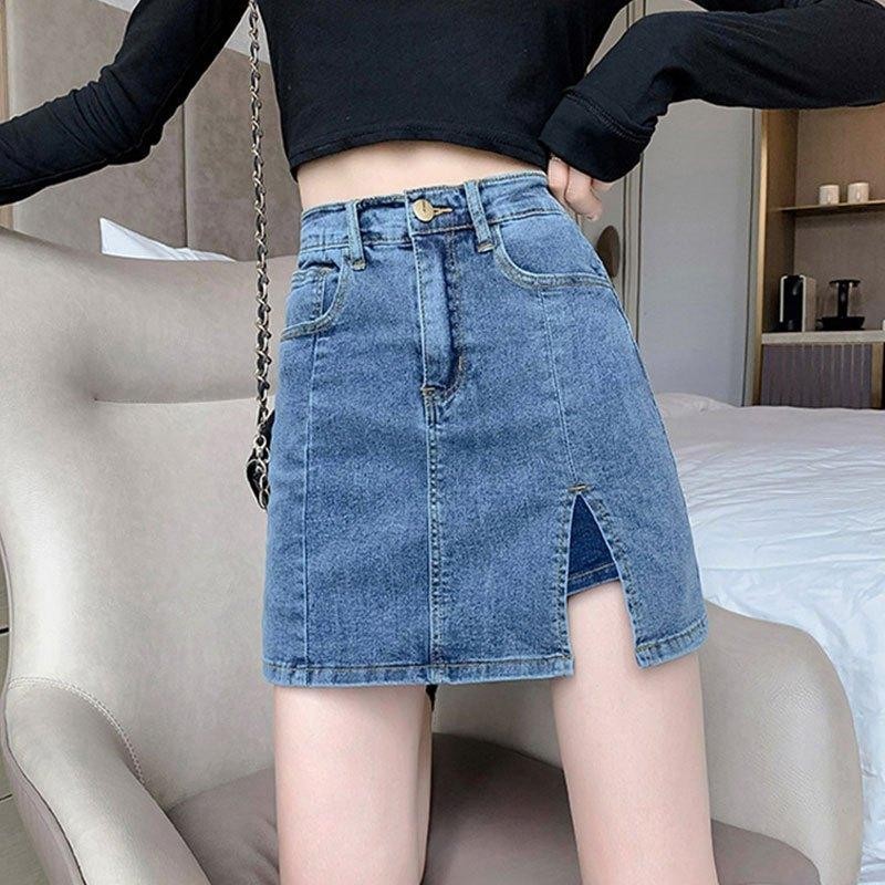Skort Rok Jeans Wanita Pendek Rok Jeans Import Korean Style
