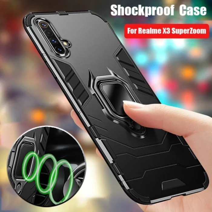 CASE REALME X3 SUPERZOOM IRING CASE ROBOT TRANSFORMER STANDING HOLDER