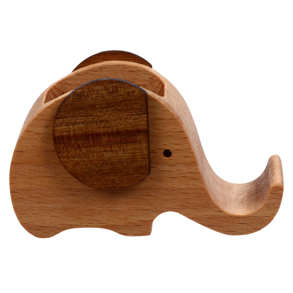 

Solid Wood Multifunction Elephant Pen Holder Phone Stand Smart Desk Wooden Cell