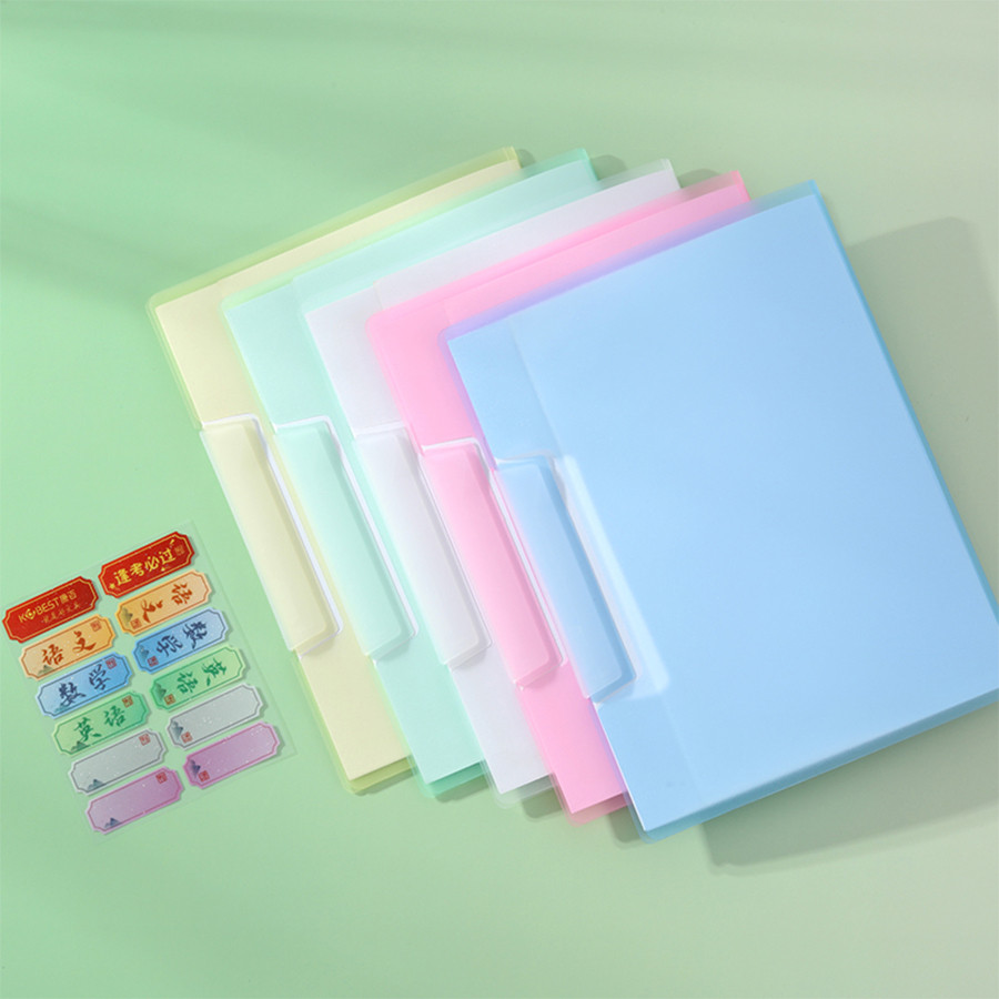 

A5 Rotating Side Opening Button Type PP Clip File Student Test Paper Folder Transparent Suction Rod Clip