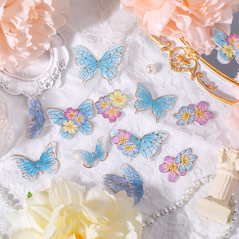 

20 pcs Cartoon Butterfly Flowers PET Sticker Pack Diary Decoration Planner Labels stickers Album Scrapbooking Kawaii Stationery