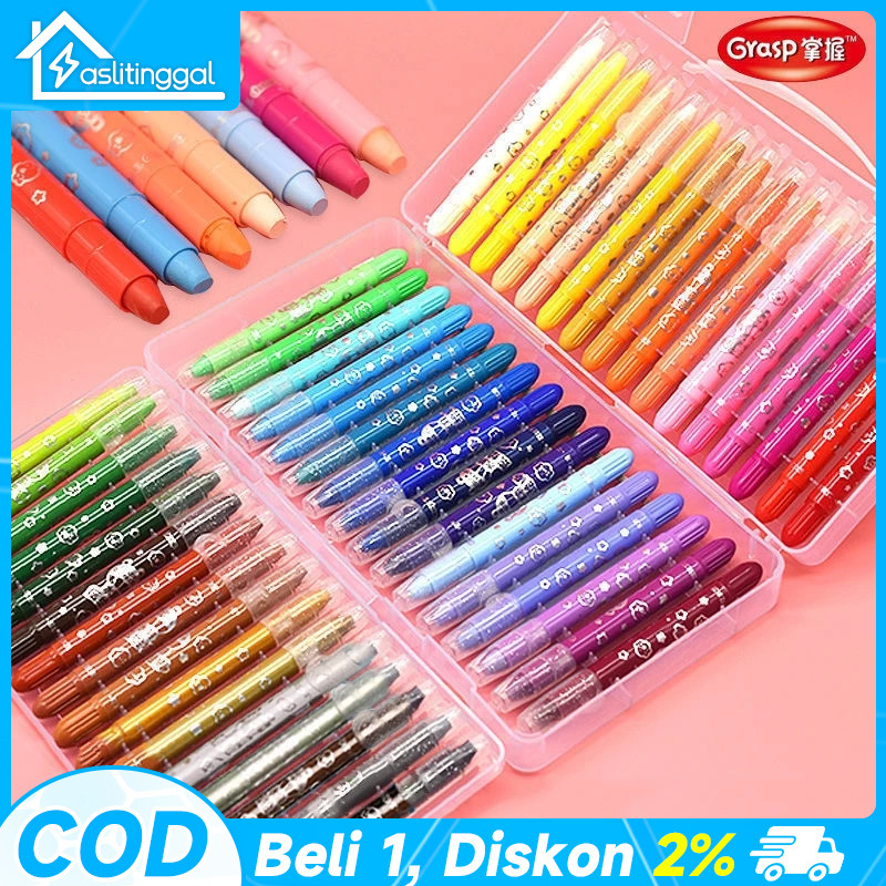 

Grasp Sedang Crayon Original 12/24/36/48 Warna Water Soluable Crayon Krayon Mewarnai