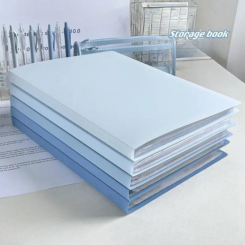

Gradient Blue A4 Paper Folder Handheld File Folder Organizer Storage Holder Transparent Loose Leaf Office Document Clipboard