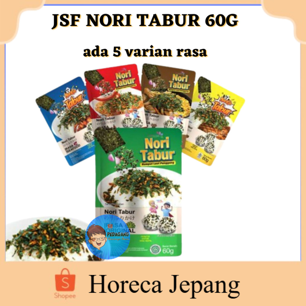 

JSF NORI TABUR ADA 5 VARIAN RASA 60G / Nori Tabur Rumput Laut Panggang 60g Halal/ Nori tabur rumput laut/ nori tabur/ Nori tabur rumput laut panggang