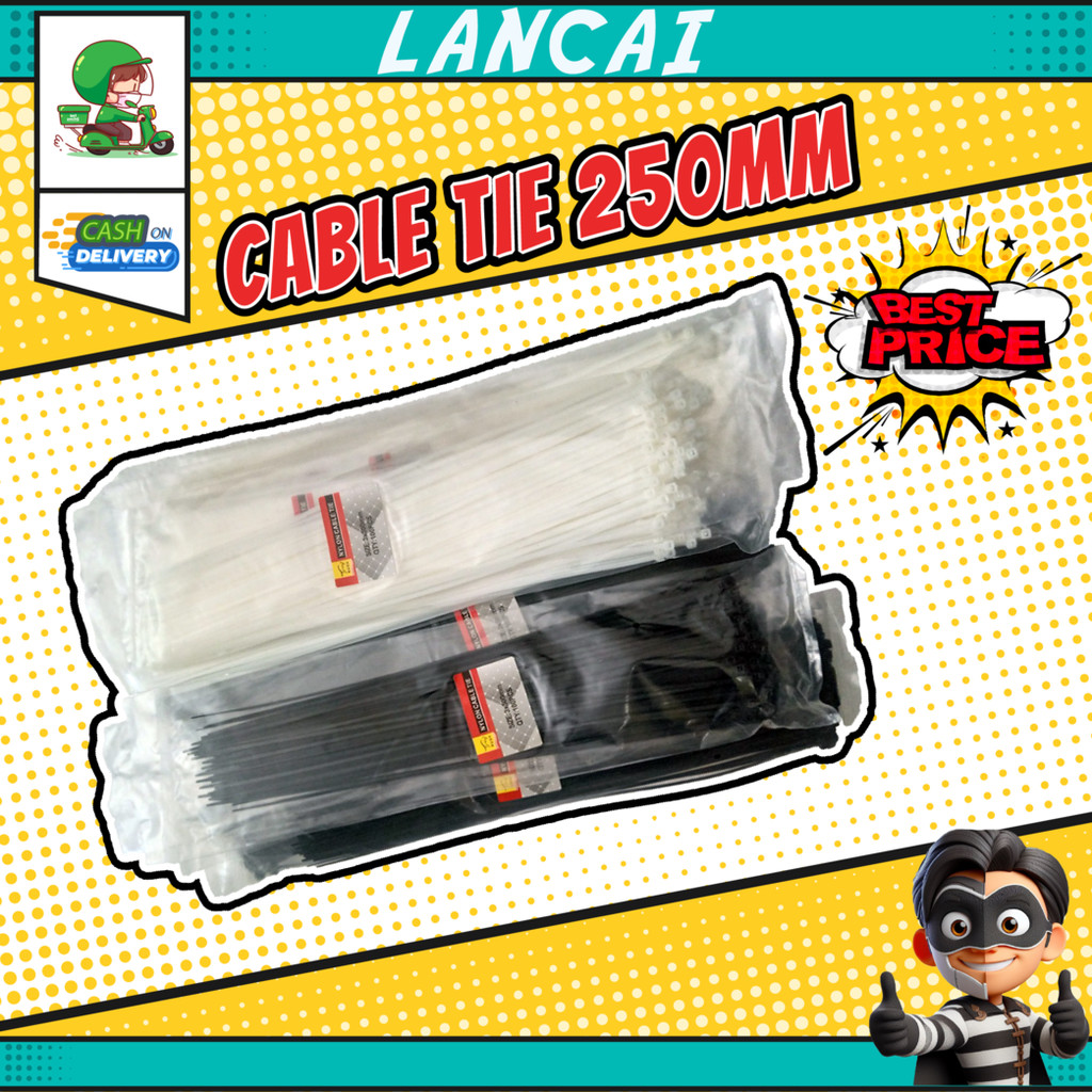 

Kabel Ties Putih - Cable Tie Hitam 250 mm 100 pcs / Cable Tie / Kabel Tie