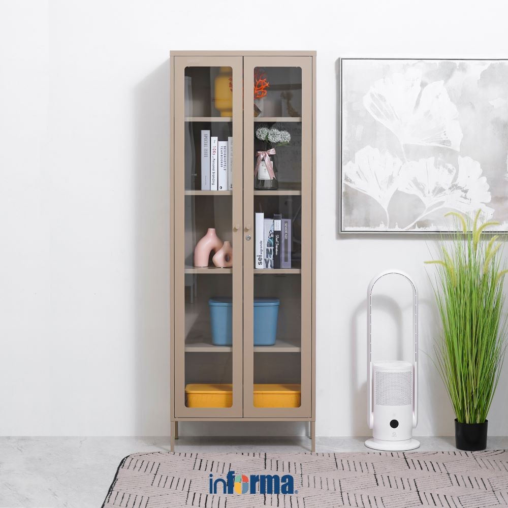 Informa Flyn Lemari Arsip Kantor Metal 2 Pintu Kaca - Cokelat File Cabinet Lemari Besi Kabinet Tempa