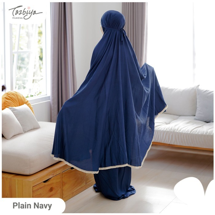 Mukena Tazbiya Plain Navy (Mukena Rayon  Dewasa)