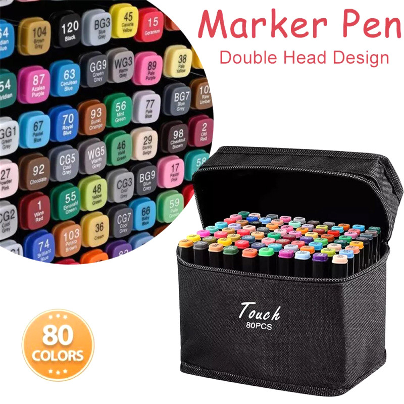 

80 Colors Oily Art Marker Pen Set For Draw Double Headed Sketching Oily Tip Based Markers Graffiti Manga School Art Supplies