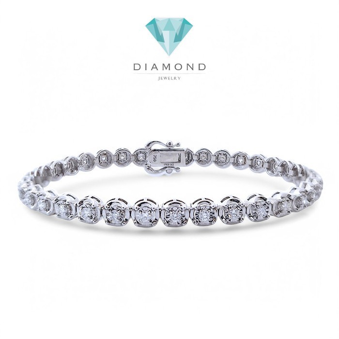 Tennis Diamond Round illusion Bracelet 18K / Diamond Jewelry
