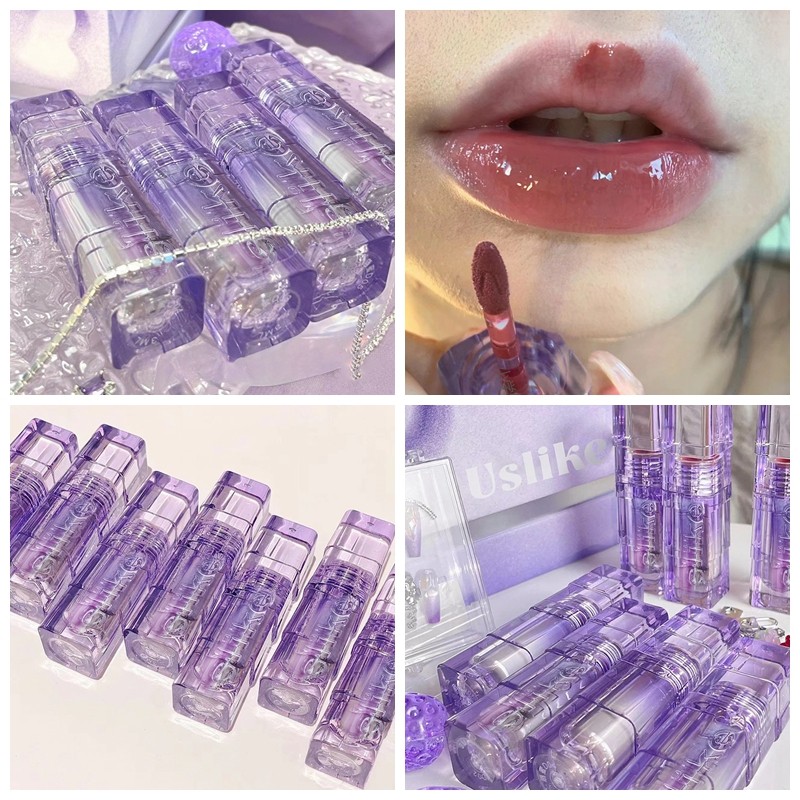 Unimese Uslike Ungu Clover Glossy LipTint Waterproof Tahan Air Tahan Lama Lipcream Untuk Harian
